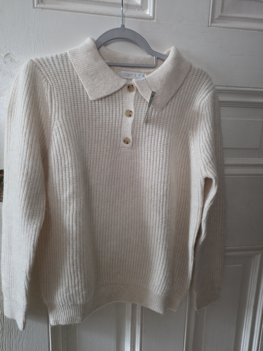 Primark Cream Ribbed Polo-Neck Sweater